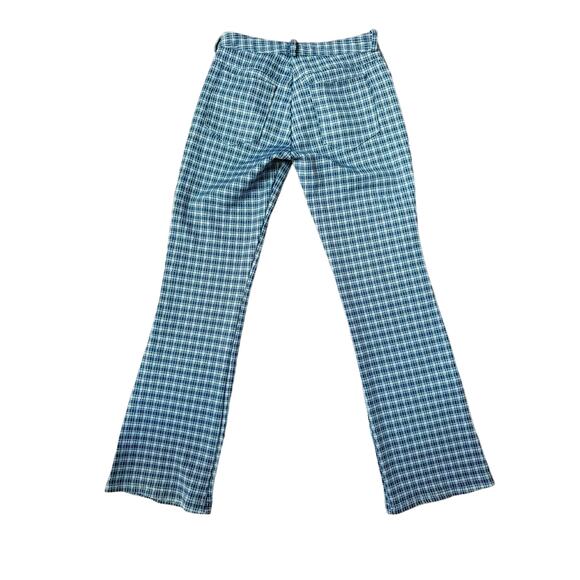 Vintage B'REAL 90's Mid Rise Blue Plaid Flared Pants Women's Small - Picture 7 of 10
